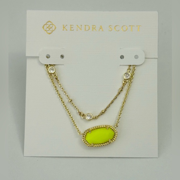 Kendra Scott Jewelry - Kendra Scott Elisa Gold Necklace w/ Neon Yellow Pendant + BONUS Necklace NWT